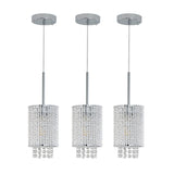 ZUN Modern Crystal Pendant Light 3-Pack Adjustable Chrome Hanging Ceiling Fixture with Clear Beads, W1340P208485