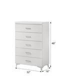 White 5-Drawer Chest with Metal Legs B062P209024