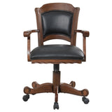 Black and Tobacco Upholstered Game Chair with Casters B062P145543