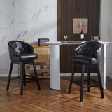 33.25" Swivel Counter Stools Set of 2, Upholstered Counter Height Bar Stools with Solid Rubber Wood WF532108BRN