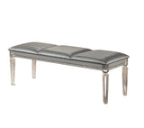Antique Classic Silver 1pc Bench Only Contemporary Solid wood Acrylic Legs Crystal And Mirror Accent B011P165670