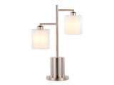 Cannes Contemporary Table Lamp in Nickel Metal with White Shades B202P224123