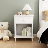 ZUN 26.77''H Wooden Nightstand with One Drawer One Shelf for Kids, Adults, White 33261202