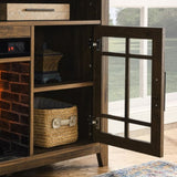 55 inch TV Media Stand with Electric Fireplace KD Inserts Heater,Reclaimed Barnwood Color 08663291