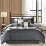 7 Piece Herringbone Comforter Set Grey King B03597009