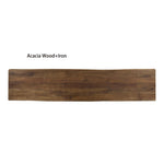 ZUN Acacia Wood Dining Bench with Iron Legs, Dark Oak + White Rustic Metal 62140.00ODWHI