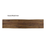 ZUN Acacia Wood Dining Bench with Iron Legs, Dark Oak + White Rustic Metal 62140.00ODWHI