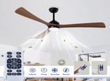 62" 3PCS Solid Wood Blades Ceiling Fan with Lights Remote Control,Quiet DC Motor 3 Blade Ceiling W3596P460843