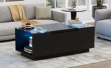 U-Can Led Coffee Table, Modern Center Table High-Gloss Finish and Glass Tabletop, Coffee Table N724P290056B