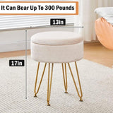 Ottoman Footstool Round Velvet Storage Stool Soft Vanity Chair with Memory Foam Seat, Small Side 01252640