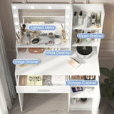 Vanity Desk with Mirror & Light, Large Drawer Three Level Storage Dresser, 3 Lighting Modes W2386P288809