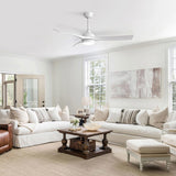 52 Inch Modern White Ceiling Fan with 18W LED Light and Remote Control 3 ABS Blades Noiseless W934P285766