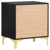 Black and Gold 2-Drawer Rectangular Nightstand B062P145592