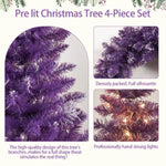 ZUN Pre-lit Christmas Artificial Tree 4-Piece Set, Garland, Wreath and Set of 2 Entrance Trees, X-mas 00666330