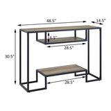 Rustic Oak and Black Console Table with 2 Shelves B062P185673