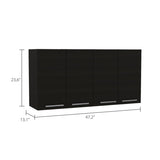 120 Wall Cabinet, Four Doors, Two Cabinets, Two Shelves -Black B07091817