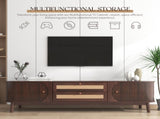 Rattan TV Stand for TVs up to 75'', Modern Farmhouse Media Console, Entertainment Center with Solid WF316663AAP