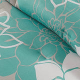 Printed Cotton Sateen Comforter Set Aqua Queen B03596885