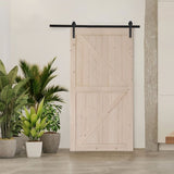 ZUN 42 in. x 84 in. Unfinished Sliding Barn Door with 7FT Barn Door Hardware Kit & Handle ,K Frame,Solid 01587012