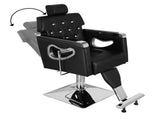 PVC Leather Cover Galvanized Square Tray with Footrest Retractable Barber Chair 300.00lbs Black 11736312