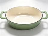 Cast iron 7.5QT cooking pot - Gradient green color - Includes two silicone gloves - Enamel pot 13858478