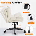 ZUN Office Chair Armless Desk Chair with Wheels, PU Padded Wide Seat Home Office Chairs, 120&deg; Rocking W1521P179327