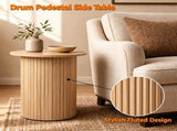 Minimalist Round Pedestal Side Table, Space-Saving Stable Nightstand with Rounded Edges & Anti-Slip 75252296