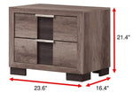 ZUN 1pc Contemporary Rustic Brown Finish Nightstand Two Drawers Metal knobs Bedroom Wooden Furniture B011P255257