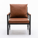 ZUN Furniture,Modern Faux Leather Accent Chair with Black Powder Coated Metal Frame, Single Sofa for 77450041