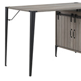 Grey Oak Writing Desk with Sliding Barn Door B062P209219