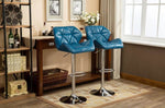 ZUN Glasgow Contemporary Tufted Adjustable Height Hidraulic Bar Stools, Set of 2, Blue T2574P164865