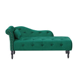 Aijia 60.6" Velvet Chaise Lounge Buttons Tufted Nailhead Trimmed Solid Wood Legs with 1 Pillow,Green W1117P284890