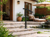 441LBS Capacity Single Post Handrail, Black Steel Railing for 1-2 Steps 06523592
