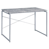 ZUN Grey and Silver Writing Desk with Metal Sled Base B062P184549