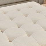 Upholstered Coffee Table Tufted Linen Large Square Ottoman with Beech Wood Shelf and Frame, W2353P183805
