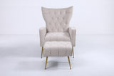 Upholstered Accent Chair with Tufted Cushions and Ottoman In Beige B2730P271433