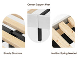Queen Size Platform Bed Frame with Fabric Headboard and Wooden Slats Support, Fully W2889P272596