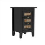 ZUN Wooden Nightstands Set of 2 with Rattan-Woven Surfaces and Three Drawers, Exquisite Elegance with 22945447