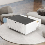 ZUN Modern Smart Coffee Table with Built-in Fridge, Bluetooth Speaker, Wireless Charging, Touch Control W1172P178882