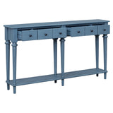 TREXM Retro Console Table with 4 Drawers and Open Shelf, perfect for Entryways, Living Rooms, and N715P202860M