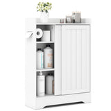 Slim White Bathroom Storage Cabinet - 2 Sliding Doors 2 Adjustable Shelves Toilet 38495905