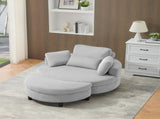 51-inch gray corduroy sofa with two throw pillows and a waist pillow with an extra tray for W1658P143717