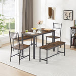 ZUN Dining Table Set, Barstool Dining Table with 2 Benches 2 Back Chairs, Industrial Dining Table for 46861734