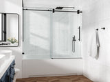 54*76" Fixed & Sliding Shower Door, Round Tube Hardware, Clear Glass Shower Door, 3/8 SGCC 00182276