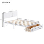 ZUN Full Size Platform Bed with Under-bed Drawers, White 50131795