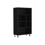 ZUN Bookcase 40.6" H, 6 shelves, 4 legs, Black B097P250871