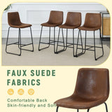 A set of 2 Retro Brown Suede Bar Chairs,Comfortable stools suitable for industrial and vintage style W3226P279063