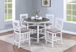 ZUN Counter Height Dining Table w Storage Shelve 4x Chairs Padded Seat Unique Design Back 5pc Dining Set B011P145833