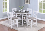 ZUN Counter Height Dining Table w Storage Shelve 4x Chairs Padded Seat Unique Design Back 5pc Dining Set B011P145833