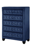 Modern Style Crystal Tufted Upholstery 5-Drawer Chest finished with Velvet Fabric made with Wood in 733569243150